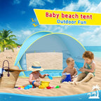 Monobeach Baby Beach Tent with Sun Hat Pop Up Portable Shade Pool UPF50+ UV Protection Sun Shelter for Infant with Easy Set Up Canopy (Blue)