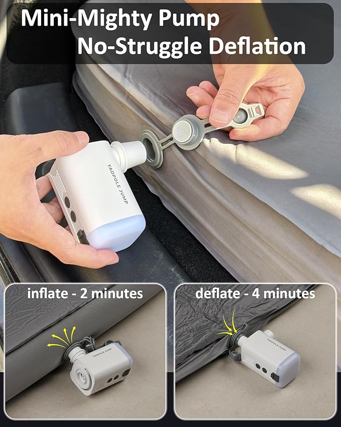 for Tesla Model Y Mattress Memory Foam, 4 inch Comfortable SUV Sleeping Pad with Powerful Air Pump, Inflatable Car Bed for Camping & Road Trips (Gray)