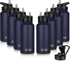 HASLE OUTFITTERS 32 oz Insulated Water Bottle Stainless Steel Double Walled Vacuum Sports Water Bottle with 2 Lids (Straw and Spout Lid) for Gym Camping Hiking(Navy,8)