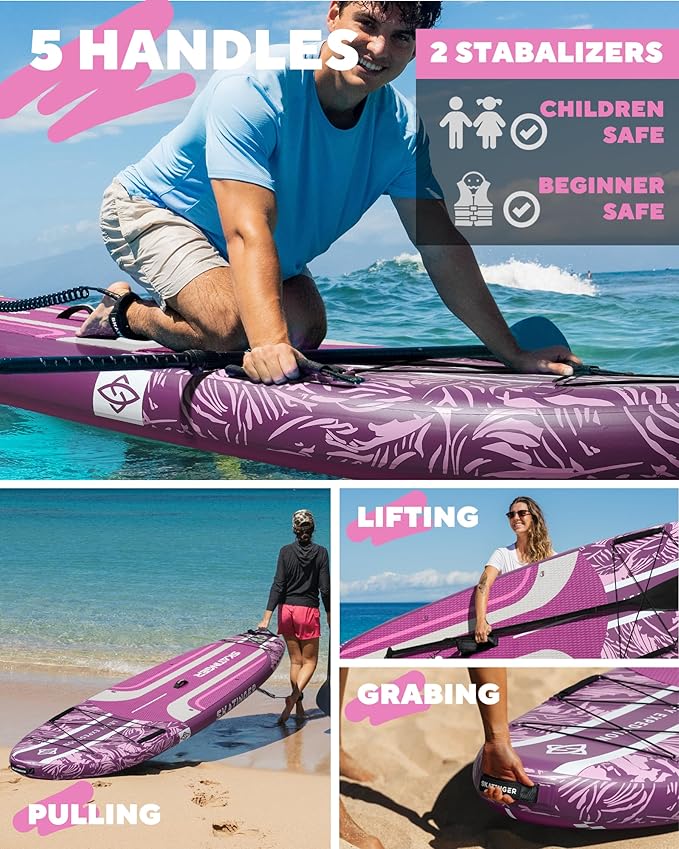 11'6×35" Super Wide Inflatable Paddle Board, Ultra Stable Stand Up Paddleboards for 450lb/3 People/Family/Big Size, Shoulder Strap, 5 Handles, 100L Backpack, All-Round Sup Board, US Fin
