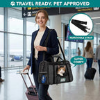 PetAmi Airline Approved Pet Carrier for Cats & Small Dogs, Soft Sided TSA Travel Carrier Bag with Sherpa Bed, Breathable Mesh Ventilation, Collapsible Bowl, Up to 18 lbs, Large Heather Dark Gray