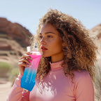 WILDREEDS 500ml Soft Flask, TPU Collapsible Soft Water Bottle for Hydration Pack, Running Vest, Folding Water Bottle for Hiking Cycling Climbing-1Pcs, Pink to Blue