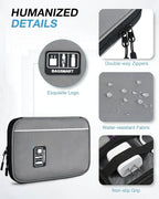 BAGSMART Large Electronics Travel Organizer Case, Tech Accessories Cord Storage Bag for Phone, Power Bank, SD Card, Cables, Grey