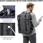 WITZMAN Travel Laptop Backpack for Men Fit 16 inch Computer Carry-on Airline Approved with USB Charging Port(B716 Silvery Grey)