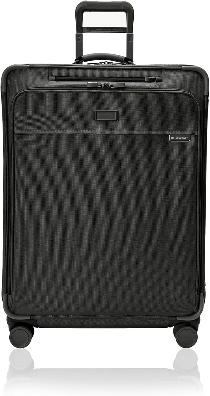 Briggs & Riley 29" Large Expandable Spinner - Checked Luggage for Travel, Suitcases with Wheels, Softside Rolling Bag for Men & Women, Self-Repairing Zipper - Baseline Collection, Black