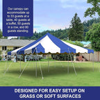 Party Tents Direct 20'x20' Weekender Standard Canopy Pole Tent - Easy Up Canopy Tent with 80 Person Capacity - Outdoor Canopies for Parties, Weddings, & Events (Blue/White Top)