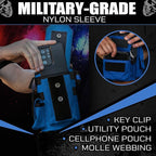 Iron Infidel Battle Bottle - Half Gallon Insulated Water Bottle with Paracord Handle, Large 64 oz Stainless Steel Water Jug with Rugged, Removable Sleeve for Keys, Wallet & Phone (Blue Line 2 Liter)