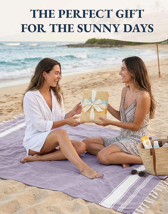 LANE LINEN Beach Towel 2 Pack - Pool Towel Oversized, Pre-Washed Extra Large Beach Towels, Sandless Beach Towel, Quick Dry Travel Towel, Large Pool Towels, 39"x71" - Day Break