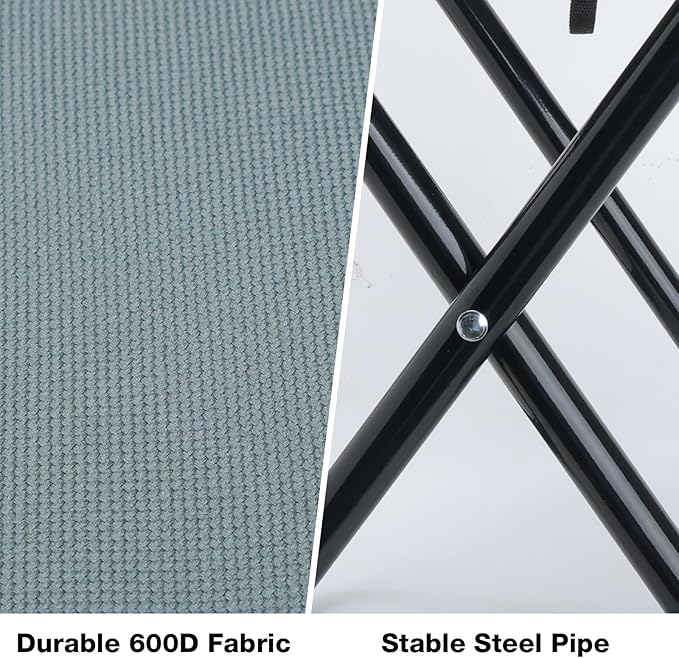 16" Foldable Portable Camping Stool Heavy Duty 350lbs for Adults Hiking, Lightweight Travel Stool with Carry Bag, Gray