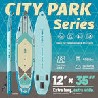 City Park 12'×35" Extra Wide Paddle Board with Seat, One-Stop Premium SUP Board Gears, Tailored 5 Fins, Stable Inflatable Stand Up Paddle Boards for Youth/Adults of All Levels