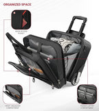 star cloud Rigid Frame Rolling Laptop Bag 18"×14"×8", Water-Resistant Rolling Briefcase with Wheels, Business Travel Computer Bag, Underseat Carry on Luggage for Men & Women