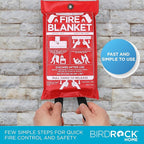 BIRDROCK HOME Fire Blanket for Home and Kitchen | Emergency Supplies for Small Fires | CE Safety Standard Approved | Fiberglass Fire Suppression, Mess-Free | Ideal for Camping Vehicle Kits | 4 Pack