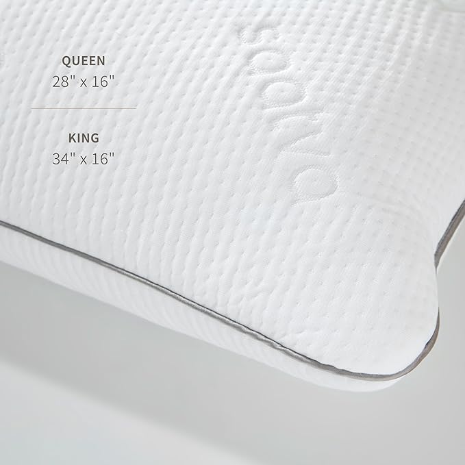 Saatva Graphite Memory Foam Pillow - Cooling Comfort & Contouring Support Ideal for Side Sleepers - Removable & Machine-Washable Cotton Knit Cover - King (34"x16") 1 Pack