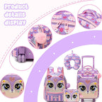 Kids Carry On Luggage with Wheels Softside Kids Suitcase for Girls Airline Approved & Girls Multi-function Carry Bag 4pcs Set