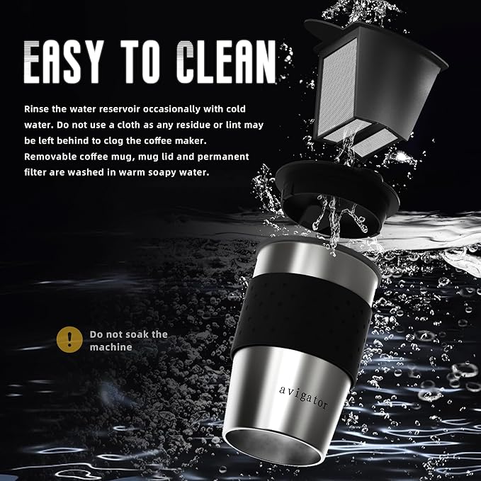 Portable Coffee Maker for Travel Camping Car, Ground Coffee Machine Single Serve with 10 oz Travel Mug for Traveling, RV, Office, Home and Dorm, 12V, Black