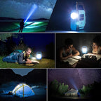 2 Pack Solar Lantern Camping Essentials Accessories Lights, LED Lantern Flashlight for Power Outages, Rechargeable Tent Lights for Emergency, Hurricane, Survival Kits, Operated Lamp