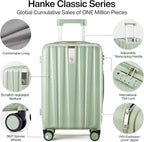 Hanke Luggage Sets 3 piece Carry On Luggage with Wheels PC Hard Shell Suitcases Lightweight Checked Travel Luggage Large Travel Suitcase Woman Men 20/24/29 Inch(Bamboo Green)