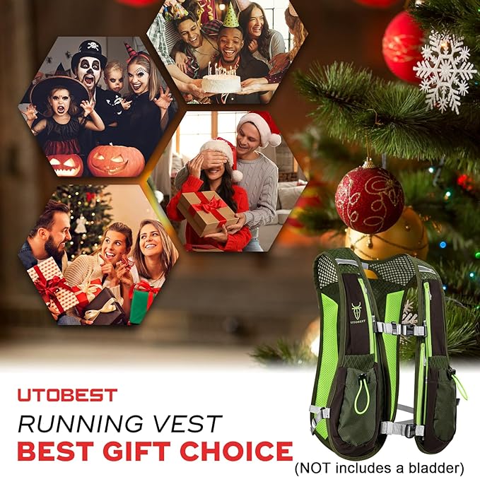UTOBEST Running Vest, 5L Hydration Vest Lightweight, Breathable and Sweatproof Running Backpack, Adjustable Running Hydration Vest for Trail Running Marathon Race Jogging Cycling