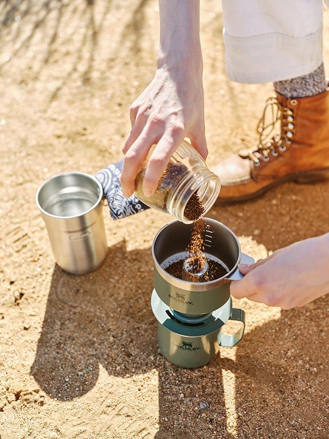 Stanley Perfect Brew Pour Over Set | 20oz/12oz Camp Mug with Lid Included | Drip Coffee Maker with Reusable Filter | Insulated Stainless Steel | BPA-Free | Black 2.0