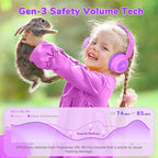 iClever BTH22 Kids Bluetooth Headphones, 60H Play Time, 74/85 dBA Safe Volume, Bluetooth 5.4, USB C, Over Ear Kids Headphones Wireless with Mic AUX Cord for iPad/Tablet/Travel/School (Magenta)