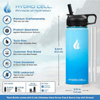 HYDRO CELL Stainless Steel Insulated Water Bottle with Straw - For Cold & Hot Drinks - Metal Vacuum Flask with Screw Cap and Modern Leakproof Sport Thermos for Adults (Sky/Blue 18oz)