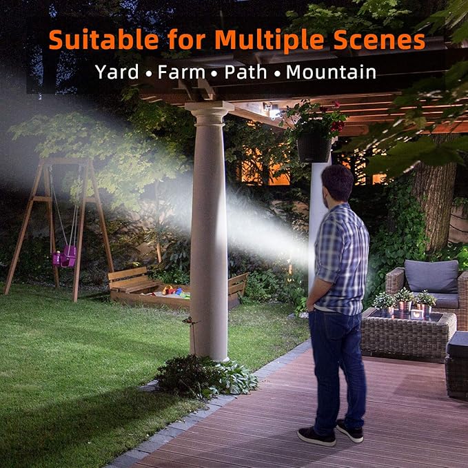 BUYSIGHT Rechargeable Spotlight Flashlight High Lumen Handheld Spot Light LED Flashlight with Handl Ultra-Long Standby Electric Torch with USB Output （Classic Black）