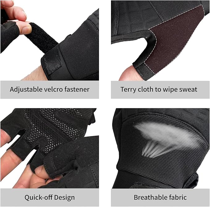 VWX Workout Gloves for Men and Women, Anti-Slip Gel Palm for Gym, Weight Lifting, Cycling, Weightlifting, Exercise, Climbing with Breathable and Sweat-Wicking Fabric