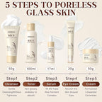 5PCS Rice Skincare Set, Korean Hydrating Skin Care for Girls Teens Women, Rice Cleanser Toner Serum Face Cream Eye Cream, Moisturizing Daily Skincare Routine Kit