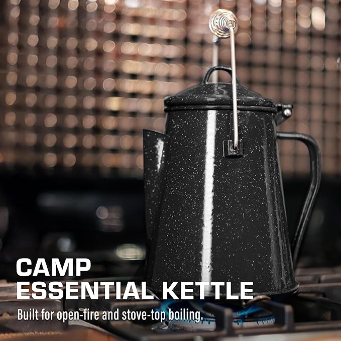 COLETTI Classic Camping Kettle - Tea and Camp Kettle, NO Aluminum or Plastic, Ideal for Boiling Water (Black)