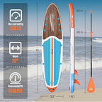 Inflatable Paddle Boards for Adults and Youth, 11'x33 Wood Grain Stand Up Paddle Board with SUP Accessories, Portable Inflatable Paddleboard for All Skill Levels,Blow Up Paddle Board as Present