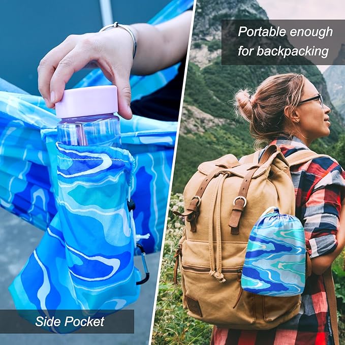 Camping Hammock,Lightweight Nylon Hammock,Portable Hammocks with Two Tree Ropes for Outdoor,Indoor,Travel,Hiking,Backyard,Camping