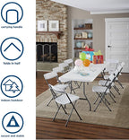 COSCO Fold-in-Half Banquet Table w/Handle, 8ft, White