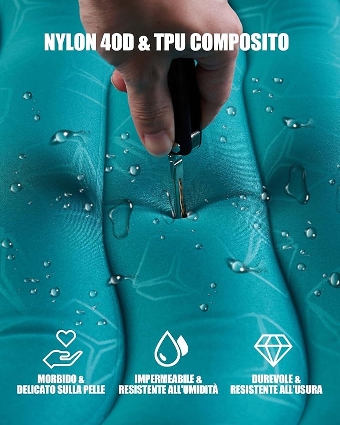 AKSOUL Sleeping Pad Ultra-Thick - Inflatable Sleep Mat, Lightweight & Compact 4.72 in Air Mattress with Pillow, Self-Inflating with Built-in Foot Pump for Traveling, Hiking, Camping (Blue)