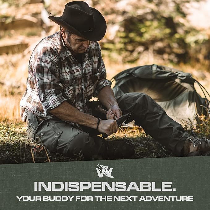 WOLF-I Full Tang Survival Knife with Sheath - Stylish Tactical Fixed Blade - Made of 440C Steel - For Bushcraft and Camping Survival - Perfect EDC Outdoor Knife with TPE Handle