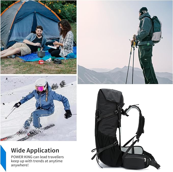 Hiking Backpack,30L +10L Extra Large Capacity Hiking Bag,Internal Frame Camping Backpack,Upgraded X-PAC Lightweight Sport Daypack Travel Backpacks Fit For Mountain Climbing Camping (Black)