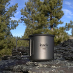Kuvik Titanium Cup with Lid 350ml (11.8 oz) - Ultralight and Compact Pot for Backpacking, Camping, and Survival