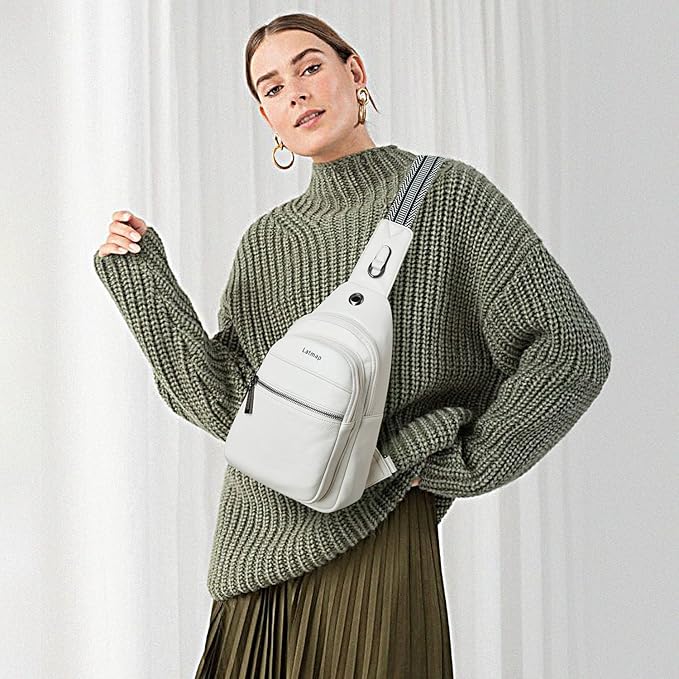 7L Sling Bag For Women Faux Leather Anti Theft Small Casual Daypack Backpack Fanny Pack Crossbody Chest Bags Purse Waterproof Beige