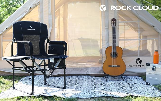 ROCK CLOUD Folding Camping Chair with Storage Pocket and Side Table Compact Portable Camp Chairs Outdoor for Camp Lawn Hiking Fishing Sports