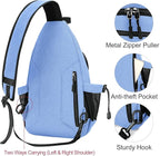 MOSISO Sling Backpack,Canvas Crossbody Hiking Daypack Bag with Anti-theft Pocket, Air Blue