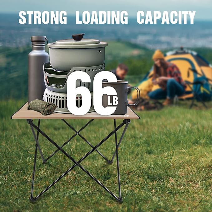 VILLEY Portable Camping Side Table, Ultralight Aluminum Folding Beach Table with Carry Bag for Outdoor Cooking, Picnic, Camp, Boat, Travel