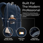Briggs & Riley Medium Cargo Backpack for Women & Men - Laptop Backpack, For Work & Travel, Lightweight & Durable, Padded Straps, Fits up to 15" Laptop - @work Collection, Navy