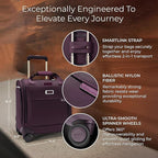 Briggs & Riley Cabin Spinner - Carry On Luggage for Travel, Suitcases with Wheels, Softside Rolling Bag for Men & Women, Fits Under Plane Seat, Interlocking Handle - Baseline Collection, Plum