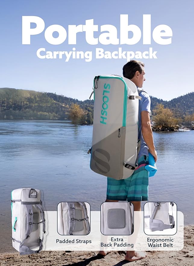 SLOOSH Inflatable Stand Up Paddle Board, 10'6" Paddle Boards with Premium Accessories, Non-Slip EVA Deck, Ultra-Light Carry Bag Pump, Ripple SUP for Youth & Adults of All Skill Levels