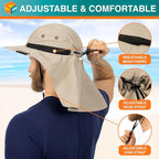 SUN CUBE Sun Hat for Men, Wide Brim Fishing Hat Neck Flap Cover Men, Women, Hiking, Camping, Sun Protection UV, Gardening