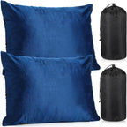 2 Pack Camping Pillow for Sleeping Shredded Memory Foam Travel Pillow with Storage Bag, Compressible Portable Pillow for Outdoor Camp Backpacking Hiking Essential Gear (Blue, Small)