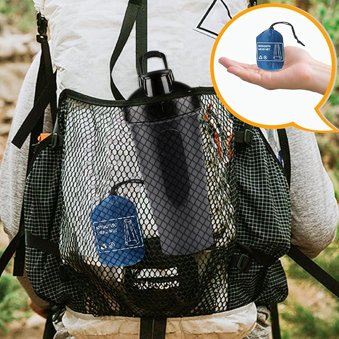 South to East Premium Mosquito Head Net for Insect, 2 Pack, Fly & Bug Protection | Ultra Large & Long, Extra Fine Holes for Camping, Hiking, Fishing, Gardening, Safari, Fits All Hats, Green