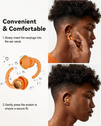 Ear Plugs for Sleeping - Noise Reduction Soft Silicone Earplugs, 2 Pairs Reusable Hearing Protection Earplugs for Noise Sensitivity, Sleep,Snore,Travel,Sound Reduction Noise Cancelling - Orange