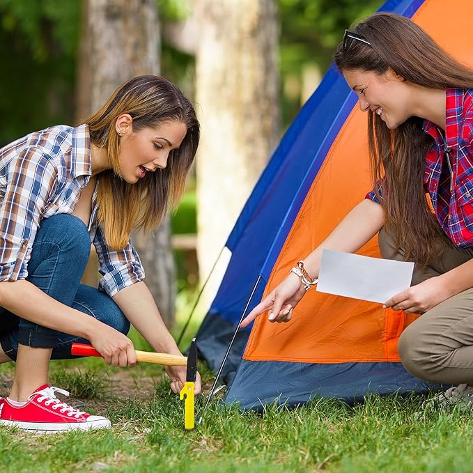 30 PCS Plastic Tent Stakes, 8.85 Inch Heavy Duty Plastic Canopy Stakes for Camping, Beach, Garden & Outdoor Decorations, Lightweight Rust-Proof Sand Anchors, Colorful Yard Inflatable Stakes (Yellow)