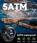 OUKITEL Smart Watch for Men GPS Watch, 1.43" AMOLED Display, 5ATM Waterproof Military Watch, 150+ Sport Modes, Fitness Activity Tracke with Compass Pedometer Sleep Monitor Heart Rate, for Android iOS
