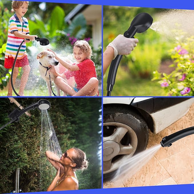 Portable Shower for Camping, [Long-Lasting] Spopal 6000mAh Rechargeable Camping Shower with Intelligent LED Display, 4 Spray Modes, IPX7 Waterproof Outdoor Camp Pump for Hiking, Travel, Car, Pet